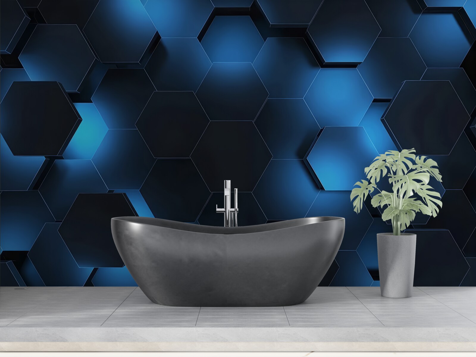 Fototapet hexagoanele sunt albastru închis