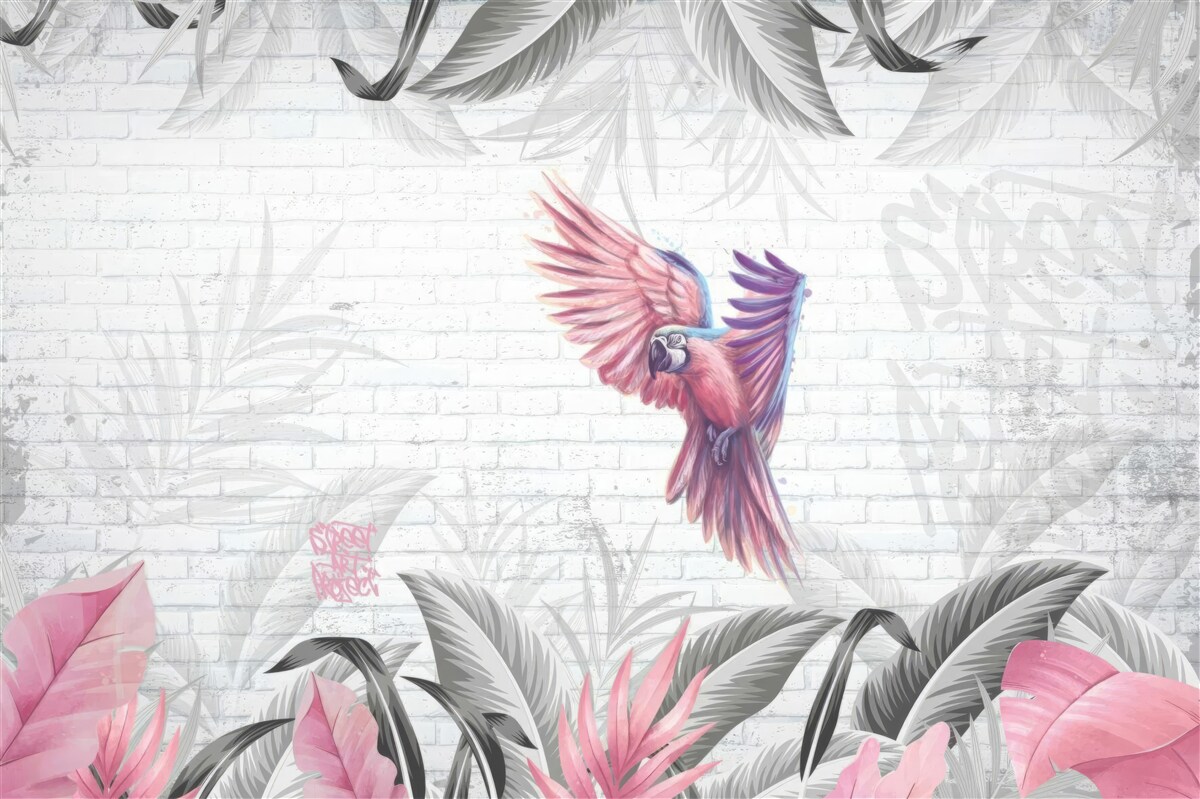 Fototapet papagal roz