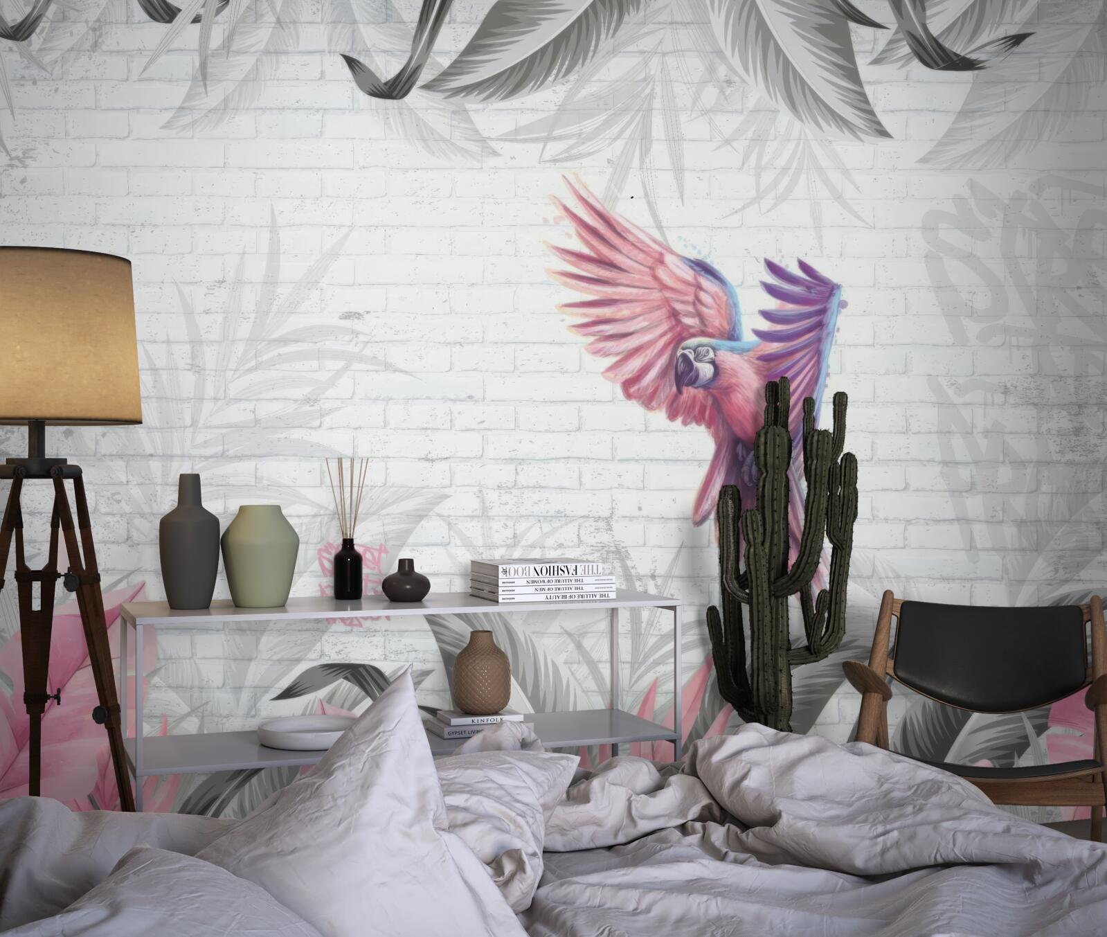 Fototapet papagal roz