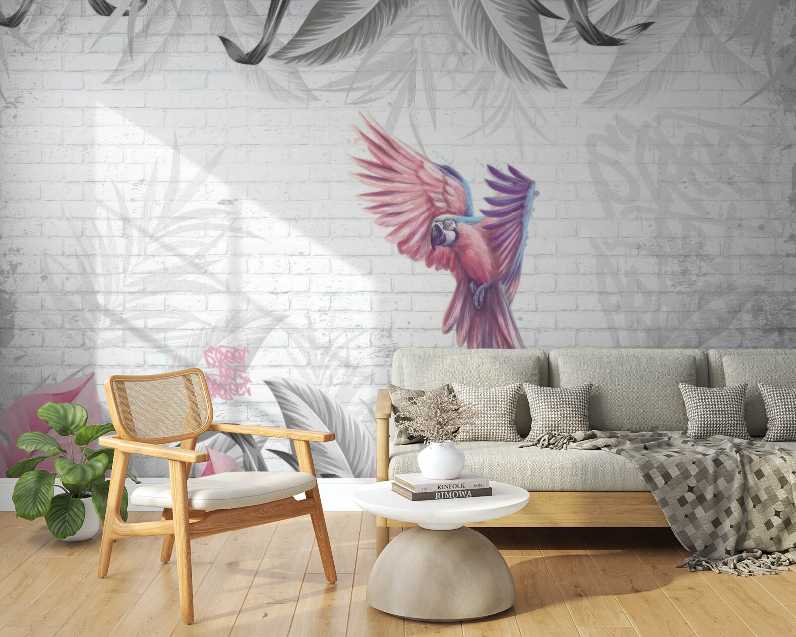 Fototapet papagal roz