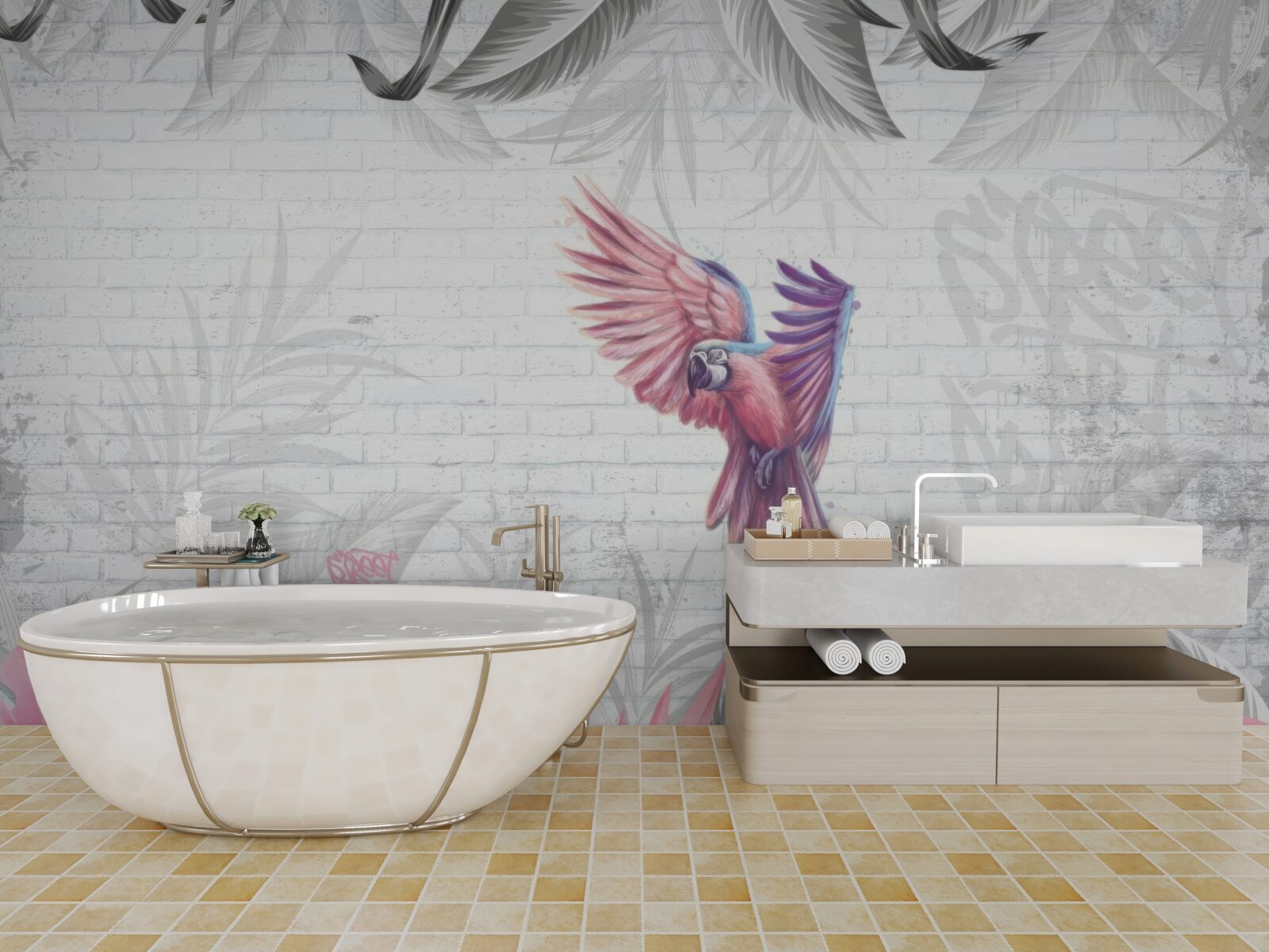 Fototapet papagal roz