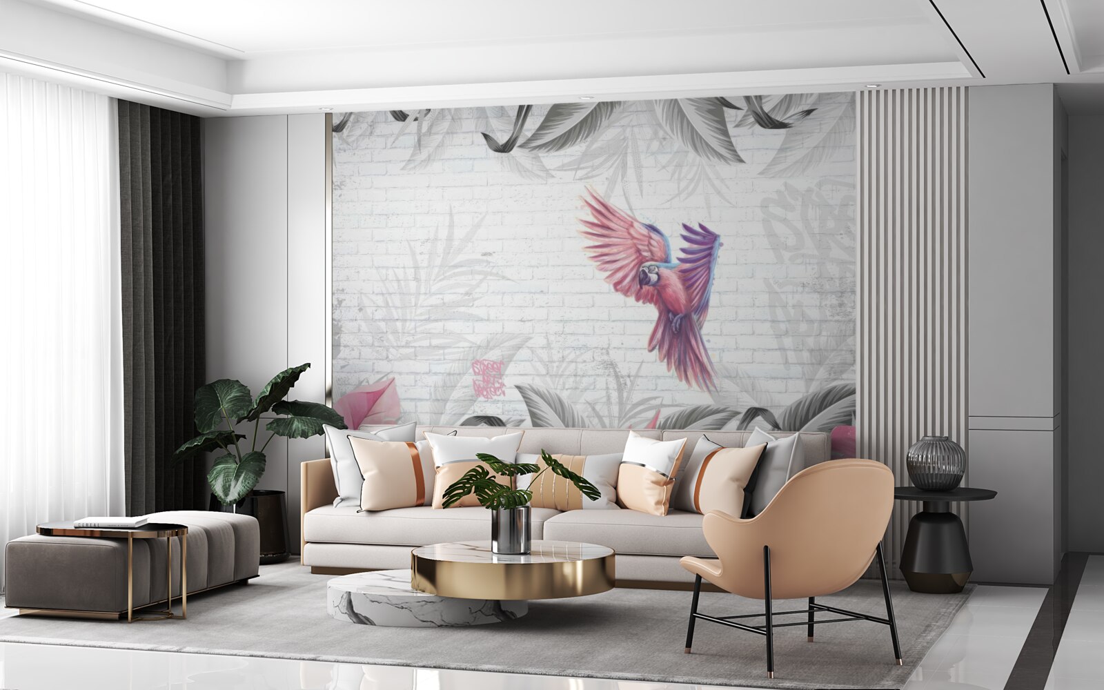 Fototapet papagal roz