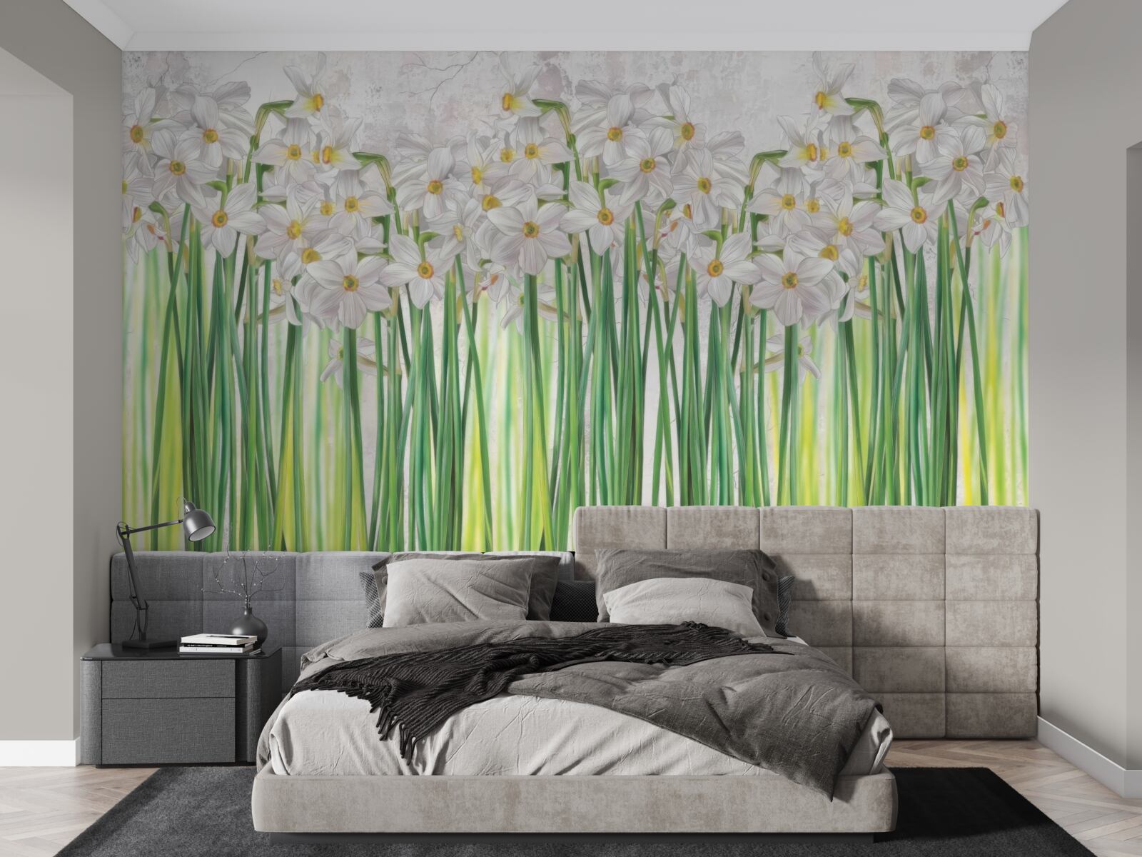 Fototapet Florile de narcisă sunt albe