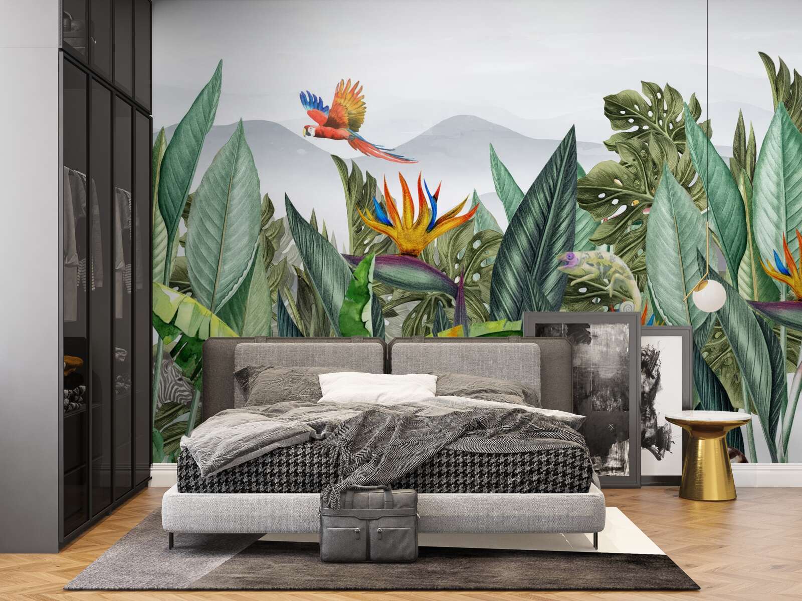 Fototapet verdeață diversă cu animale și păsări