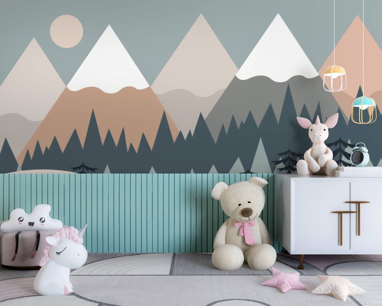 Fototapet Lumina lunii deasupra munților