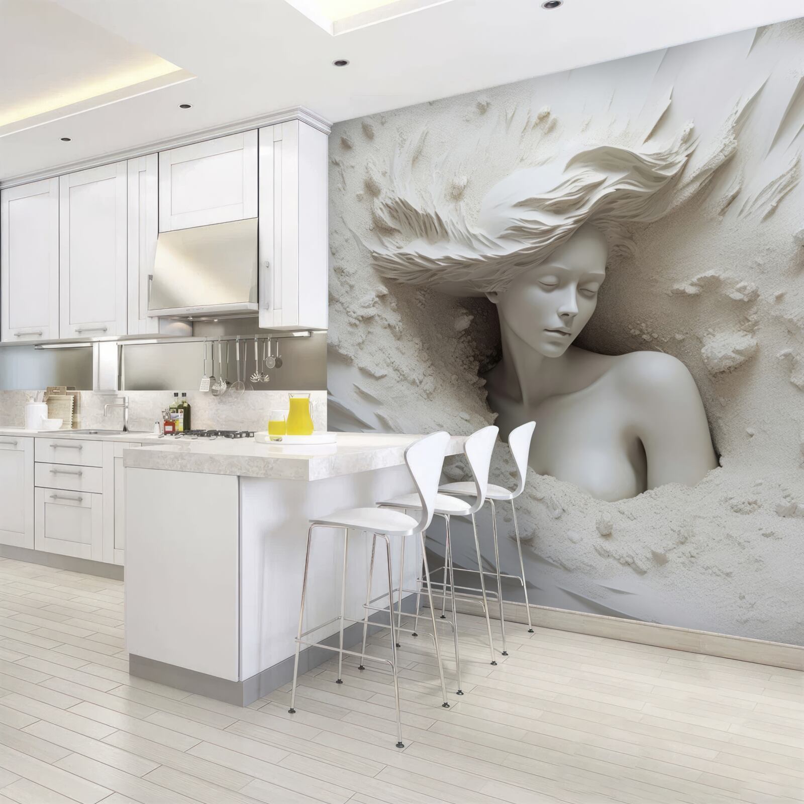 Fototapet domnișoară cu bucle largi