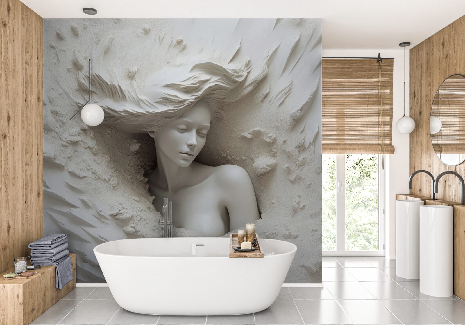 Fototapet domnișoară cu bucle largi