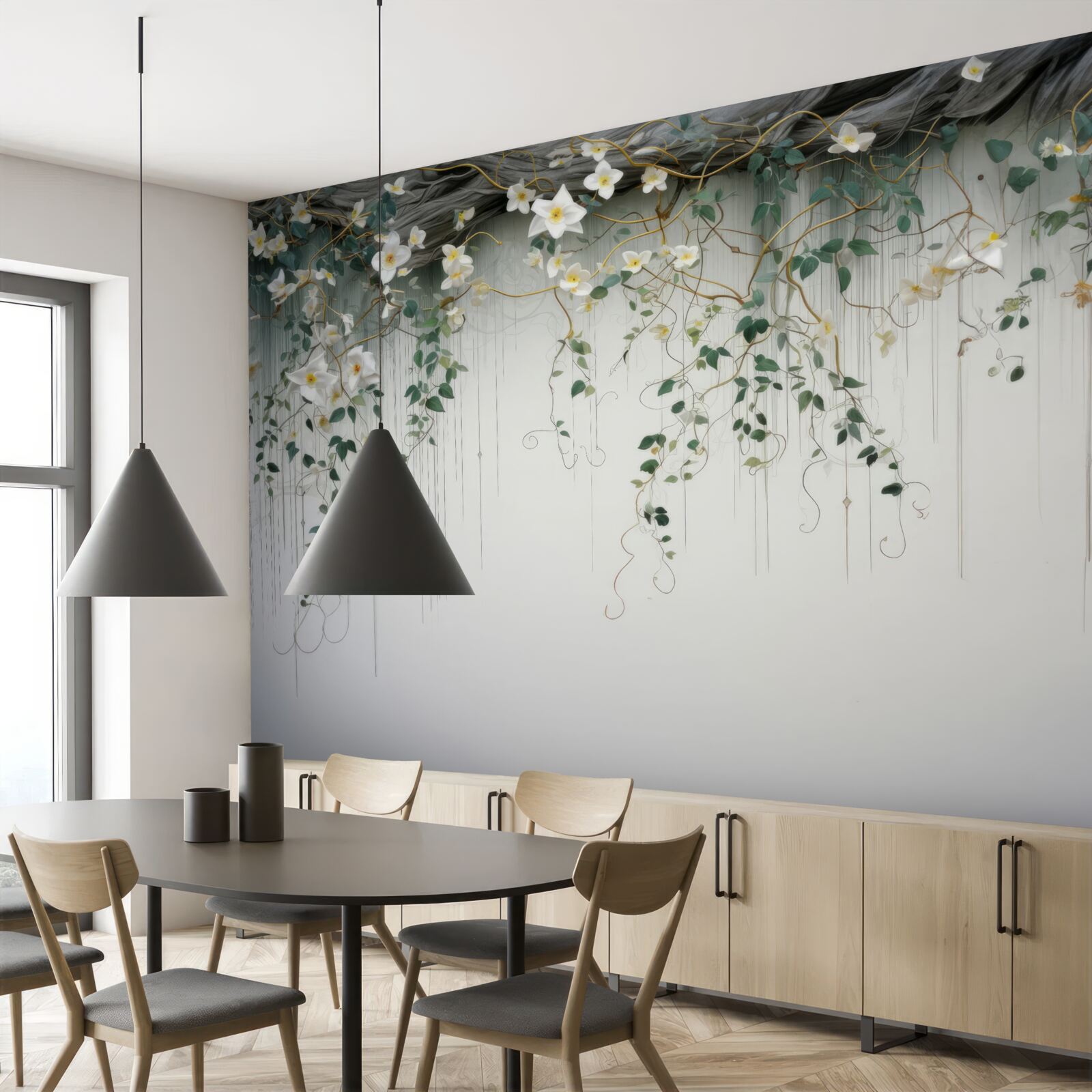 Fototapet ramuri cu flori albe