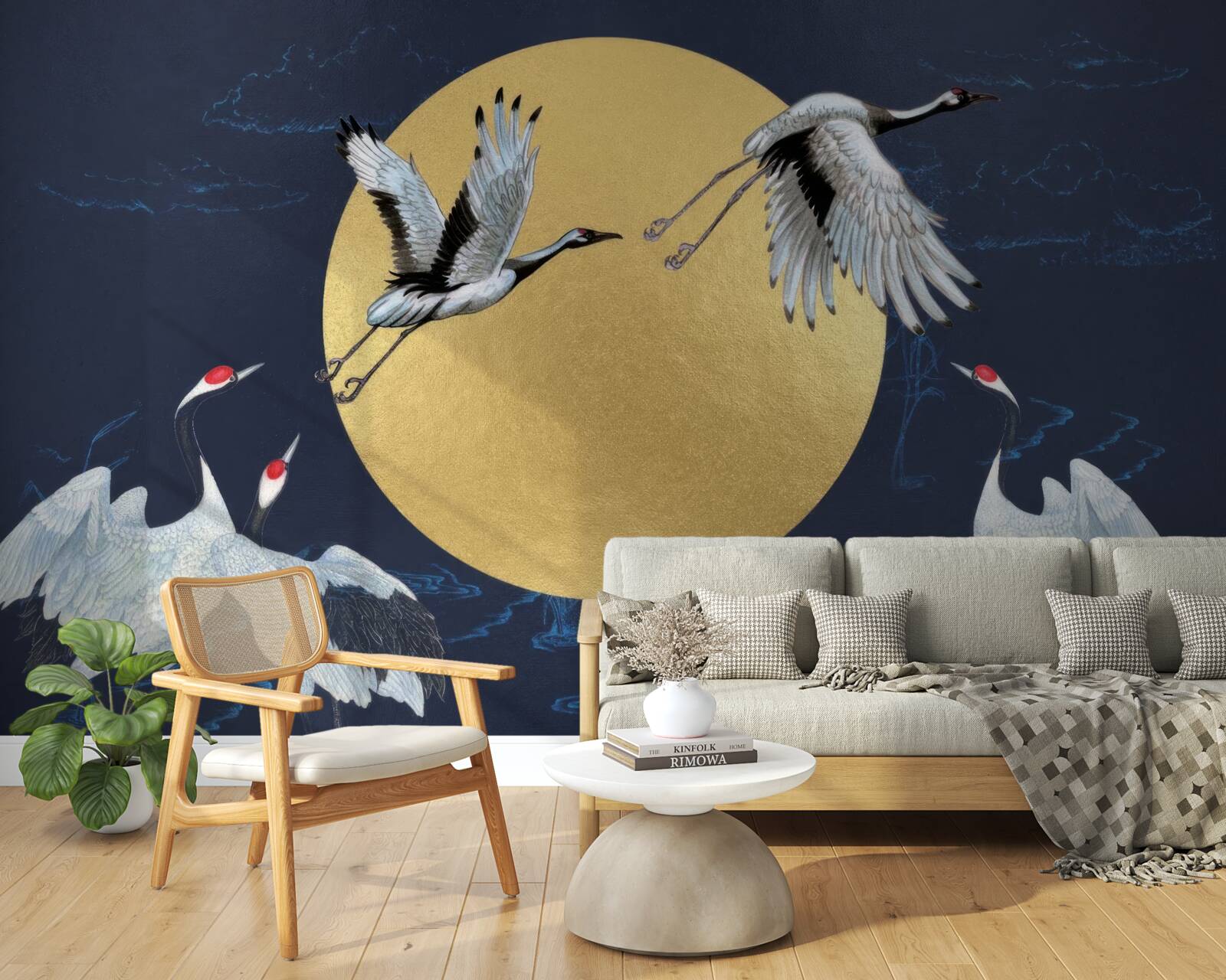 Fototapet zbor de păsări albe