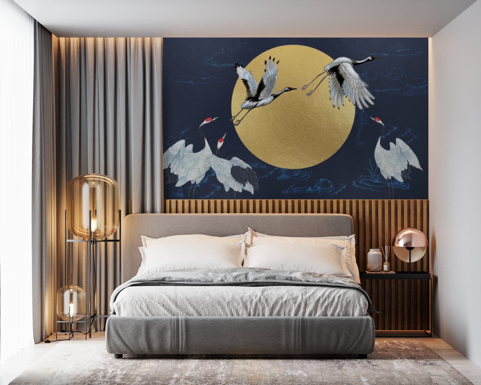 Fototapet zbor de păsări albe