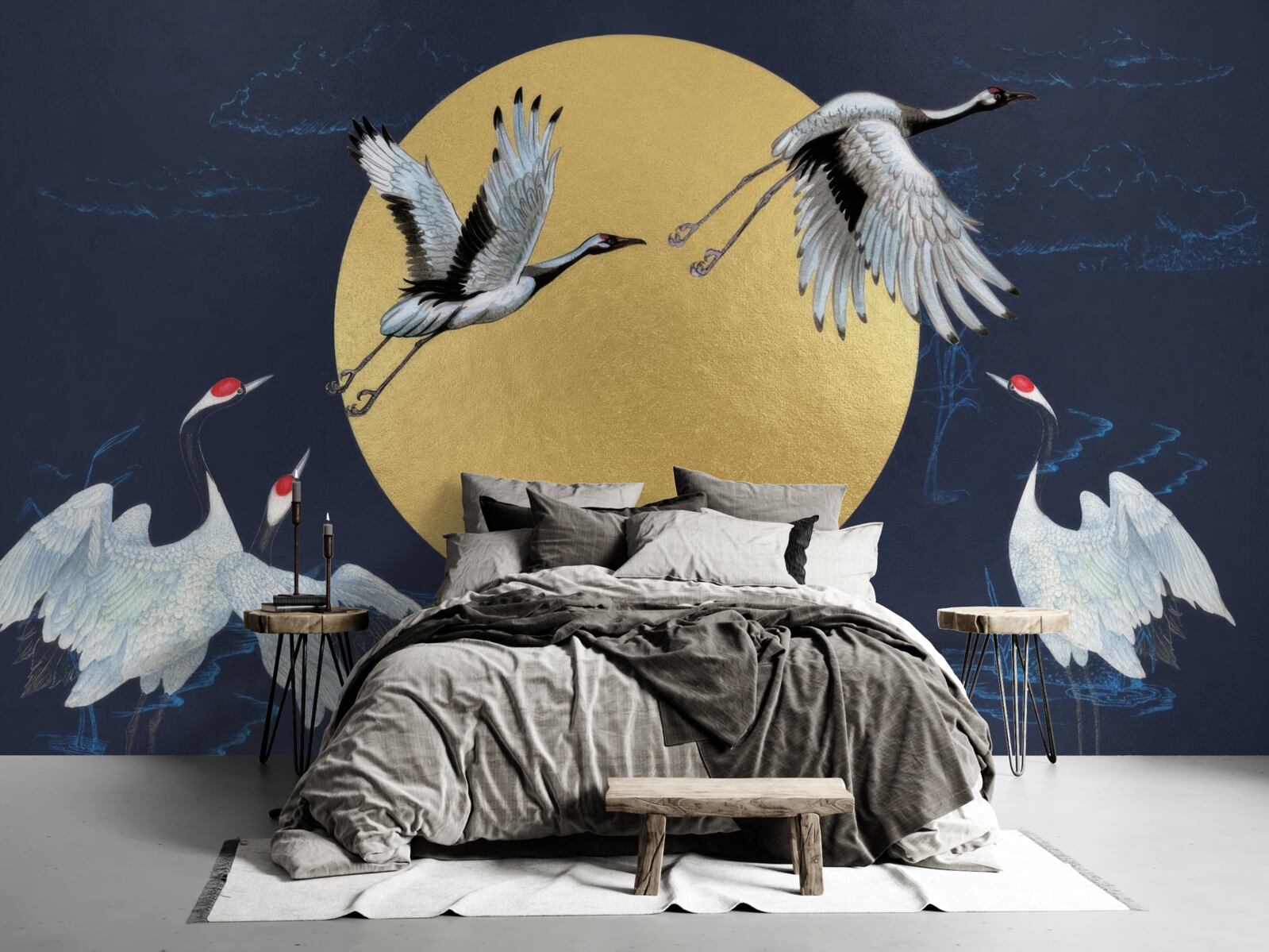 Fototapet zbor de păsări albe