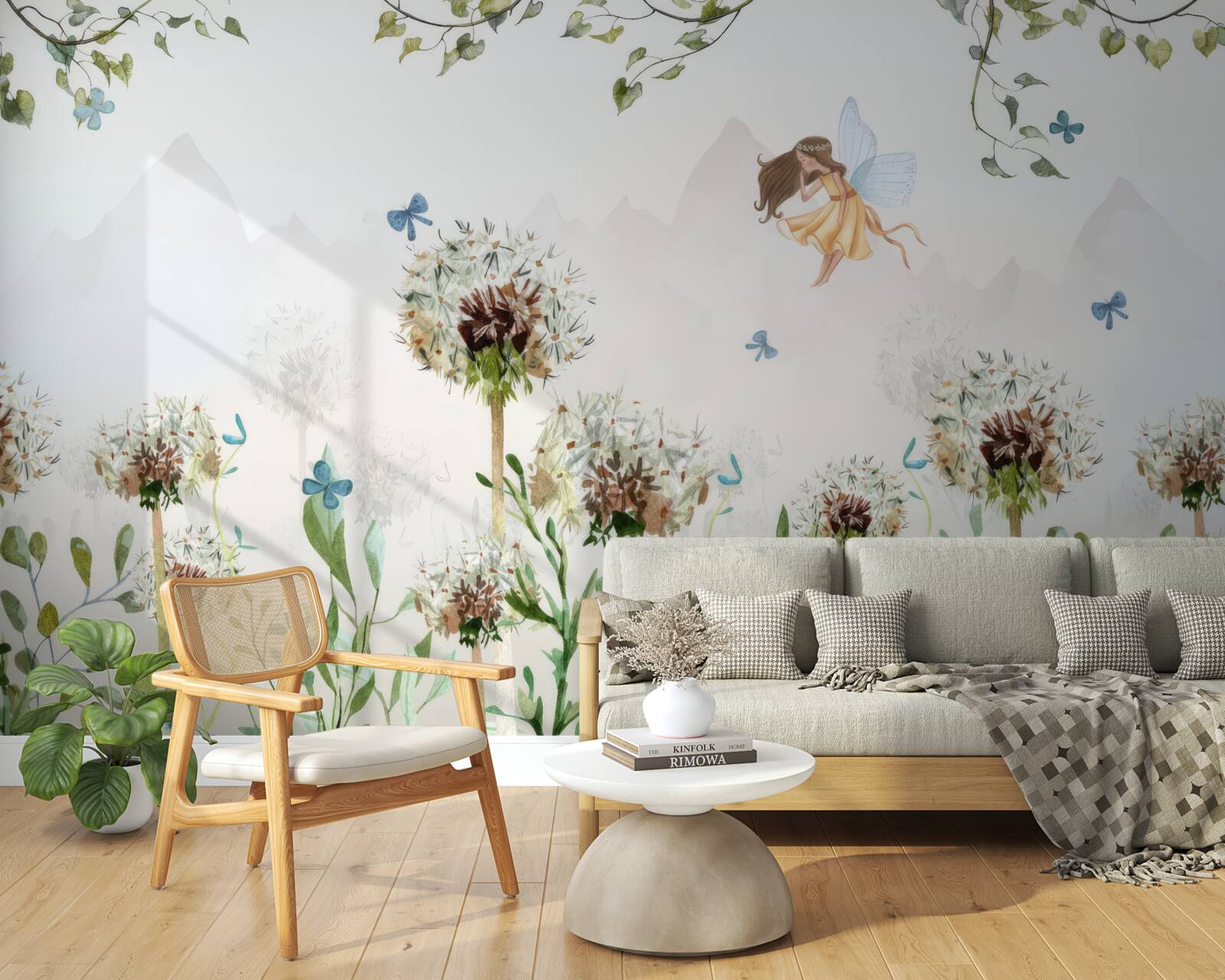 Fototapet vrăjitoarea planează peste flori