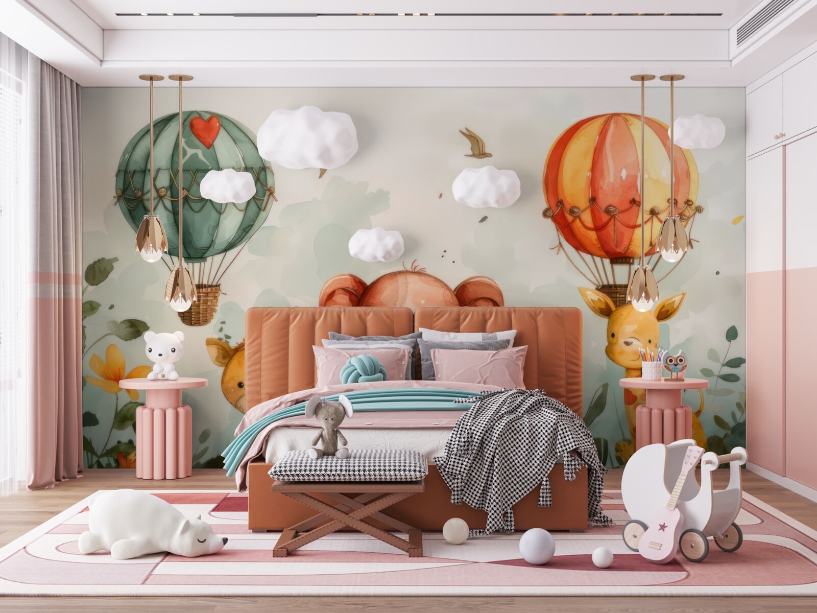 Fototapet animalele pot fi văzute în fundalul baloanelor