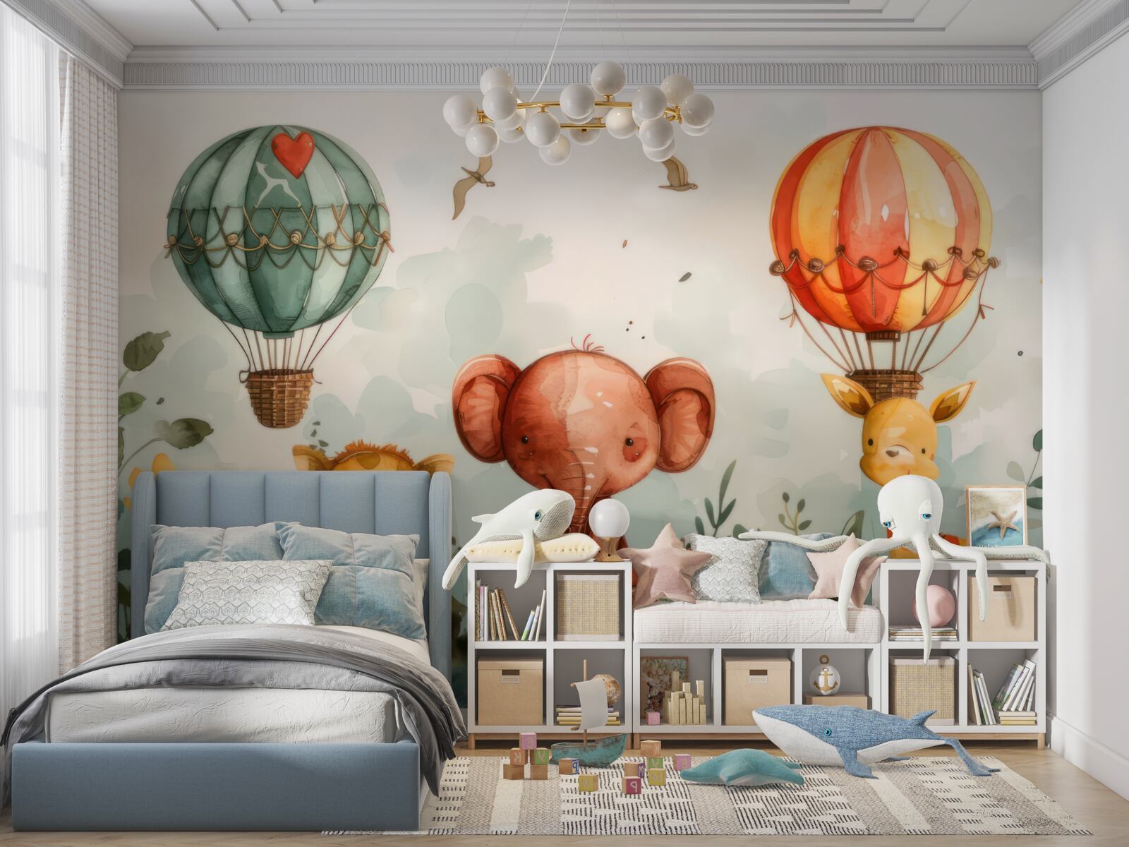 Fototapet animalele pot fi văzute în fundalul baloanelor