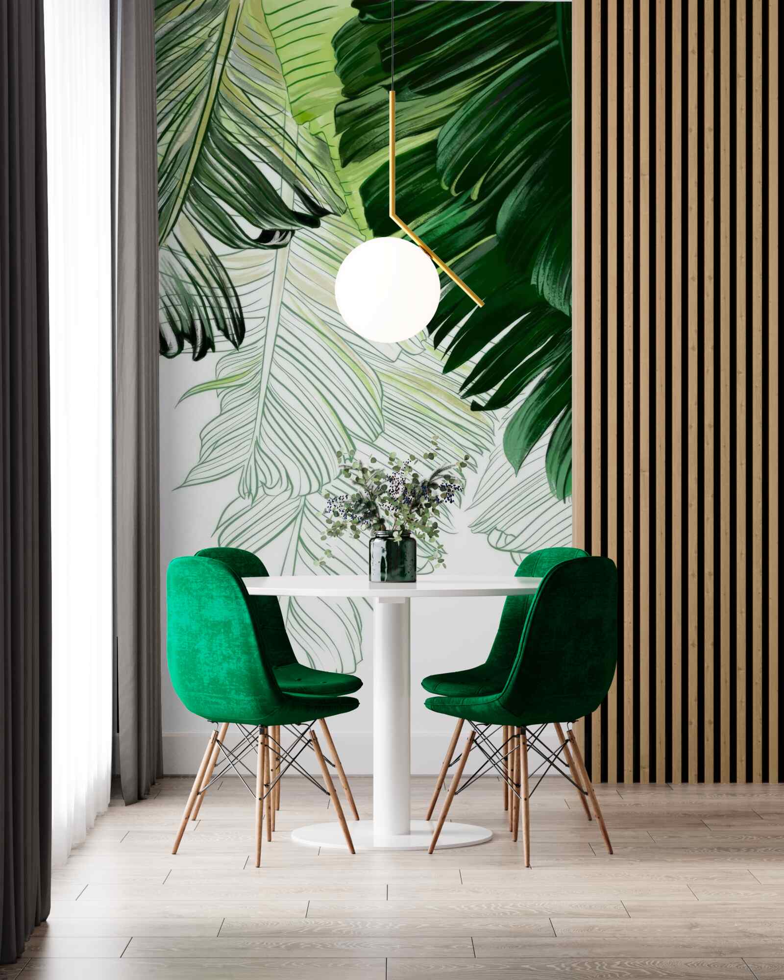 Fototapet nuanțe de verde ale frunzelor mari de ferigă