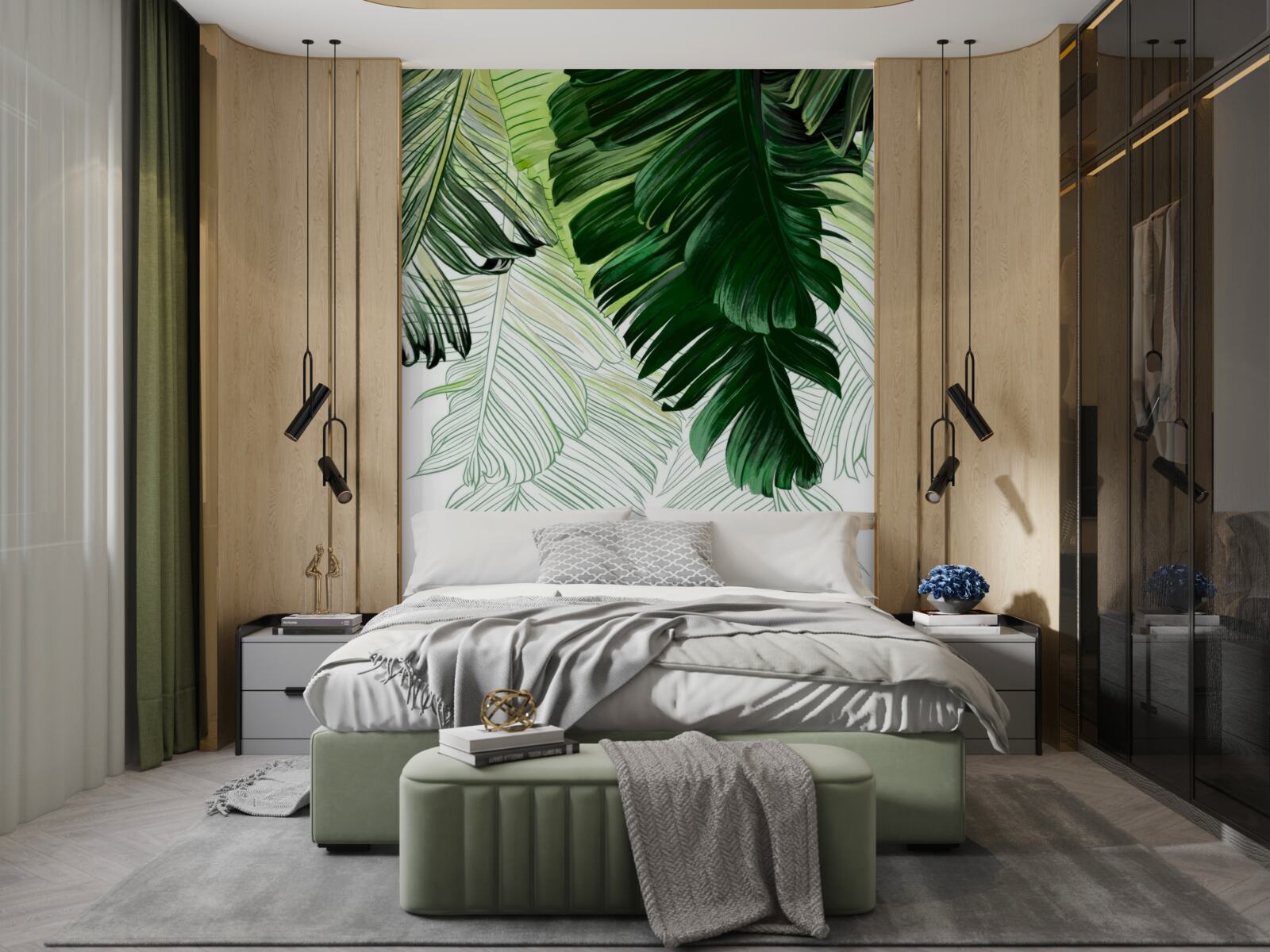 Fototapet nuanțe de verde ale frunzelor mari de ferigă