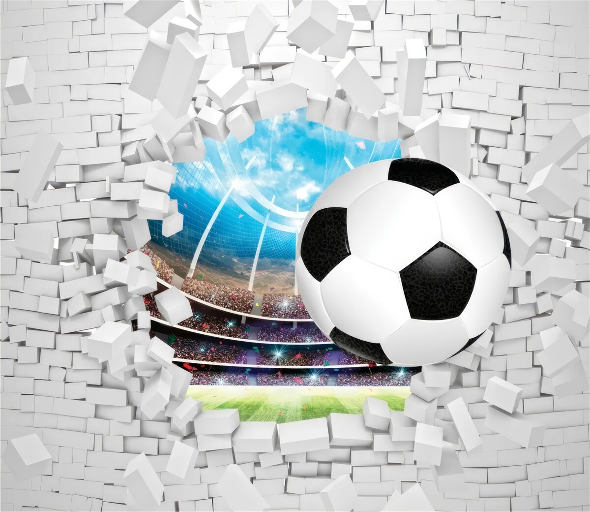 Fototapet teren de fotbal și minge