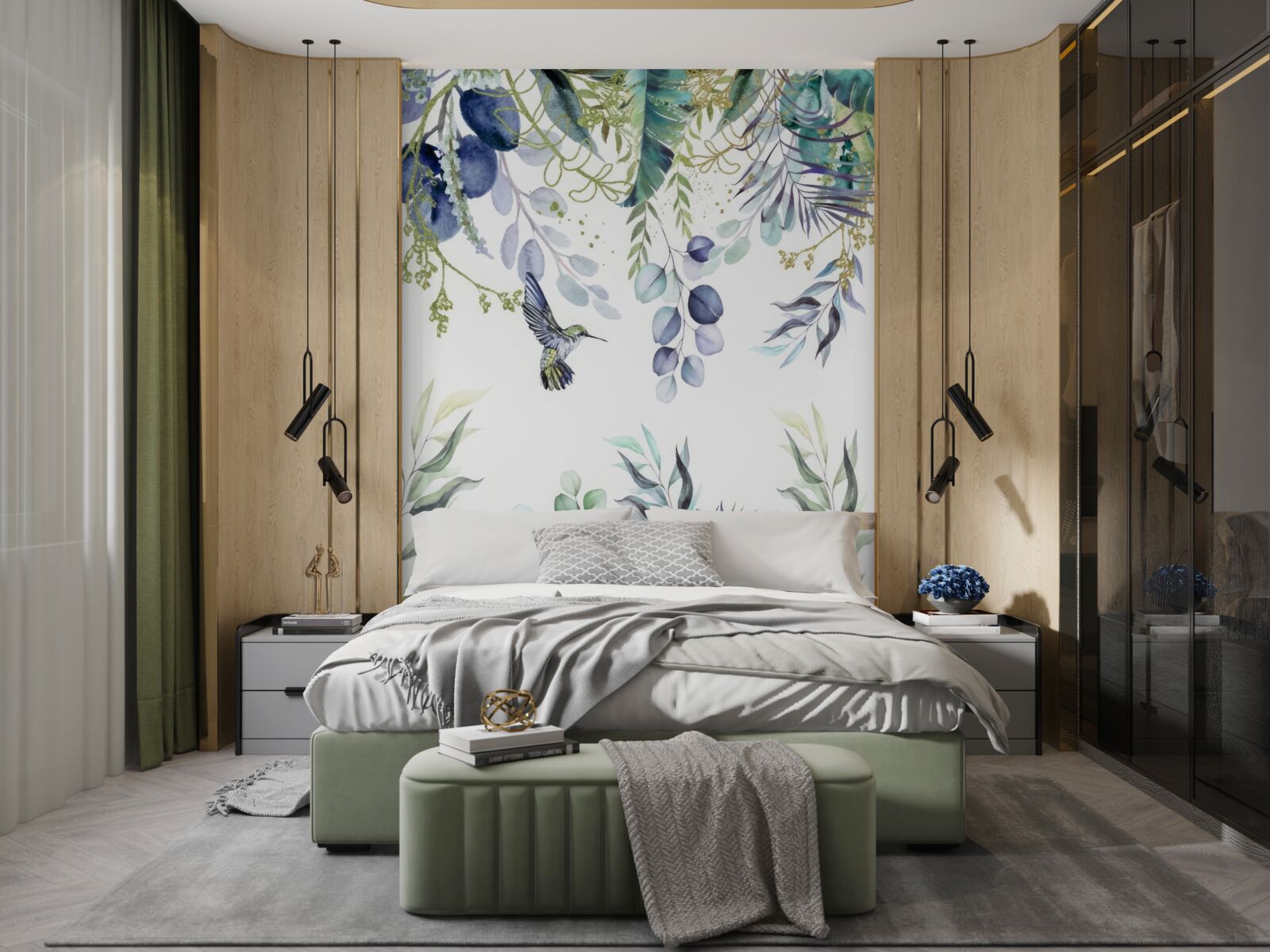 Fototapet plantele sunt înconjurate de colibri