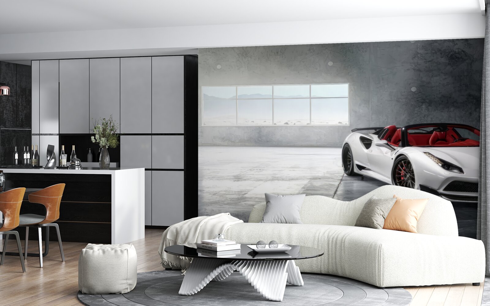 Fototapet decapotabilă sport albă