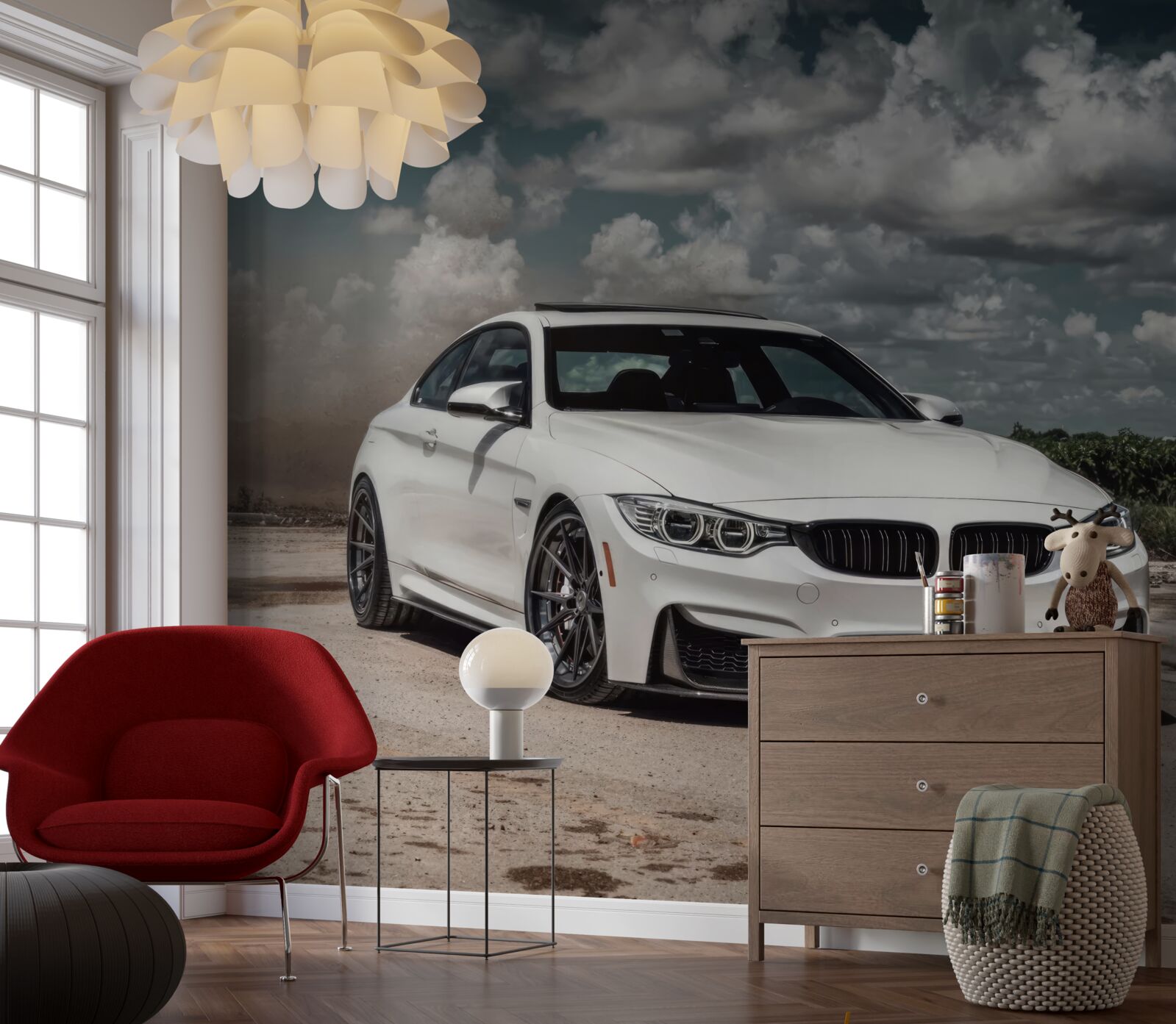 Fototapet mașina este albă