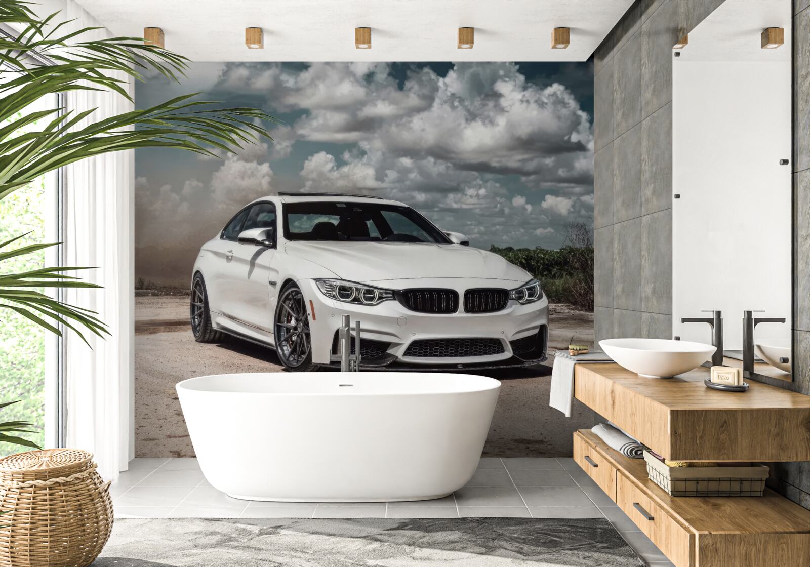 Fototapet mașina este albă