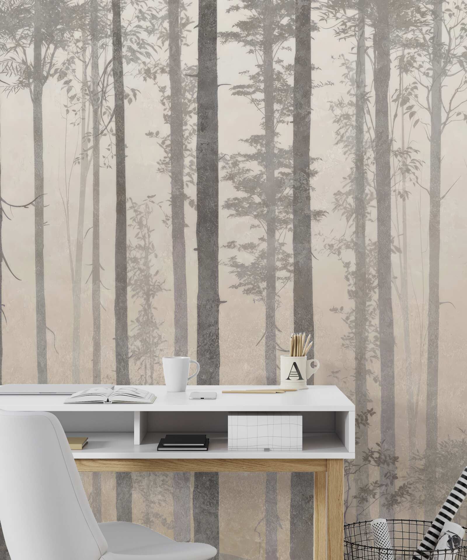 Fototapet mglisty las