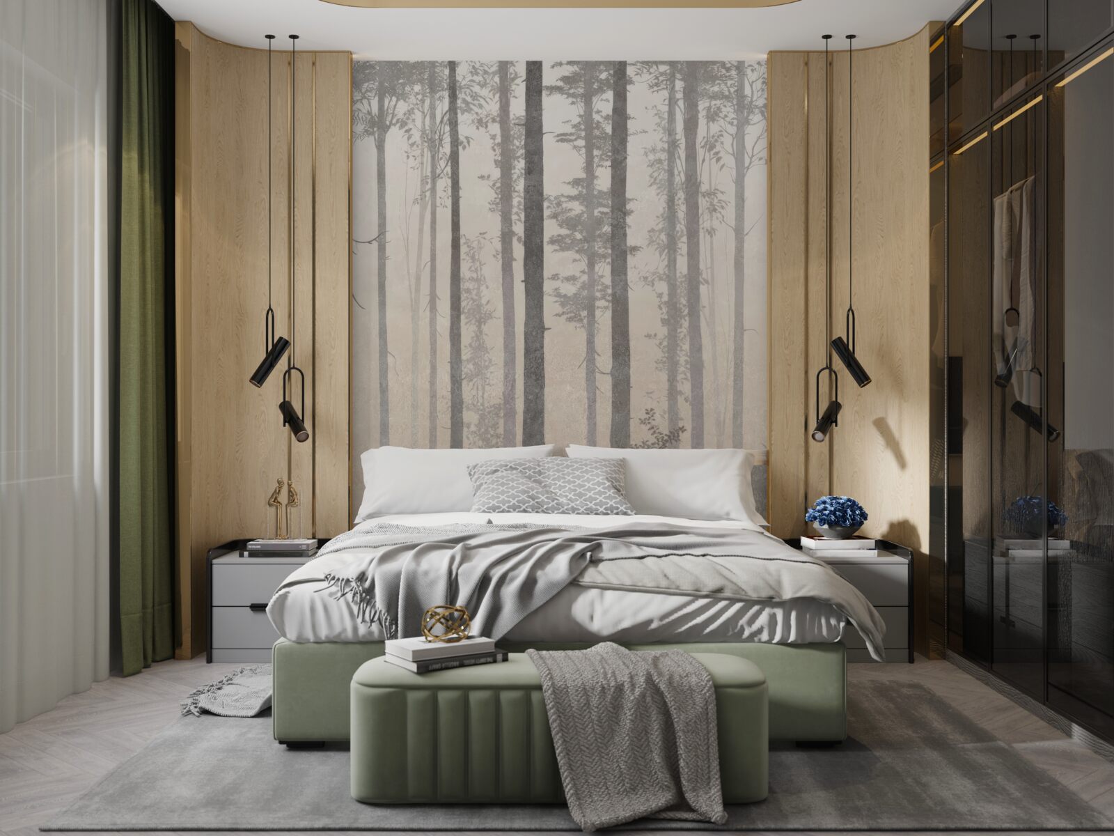 Fototapet mglisty las