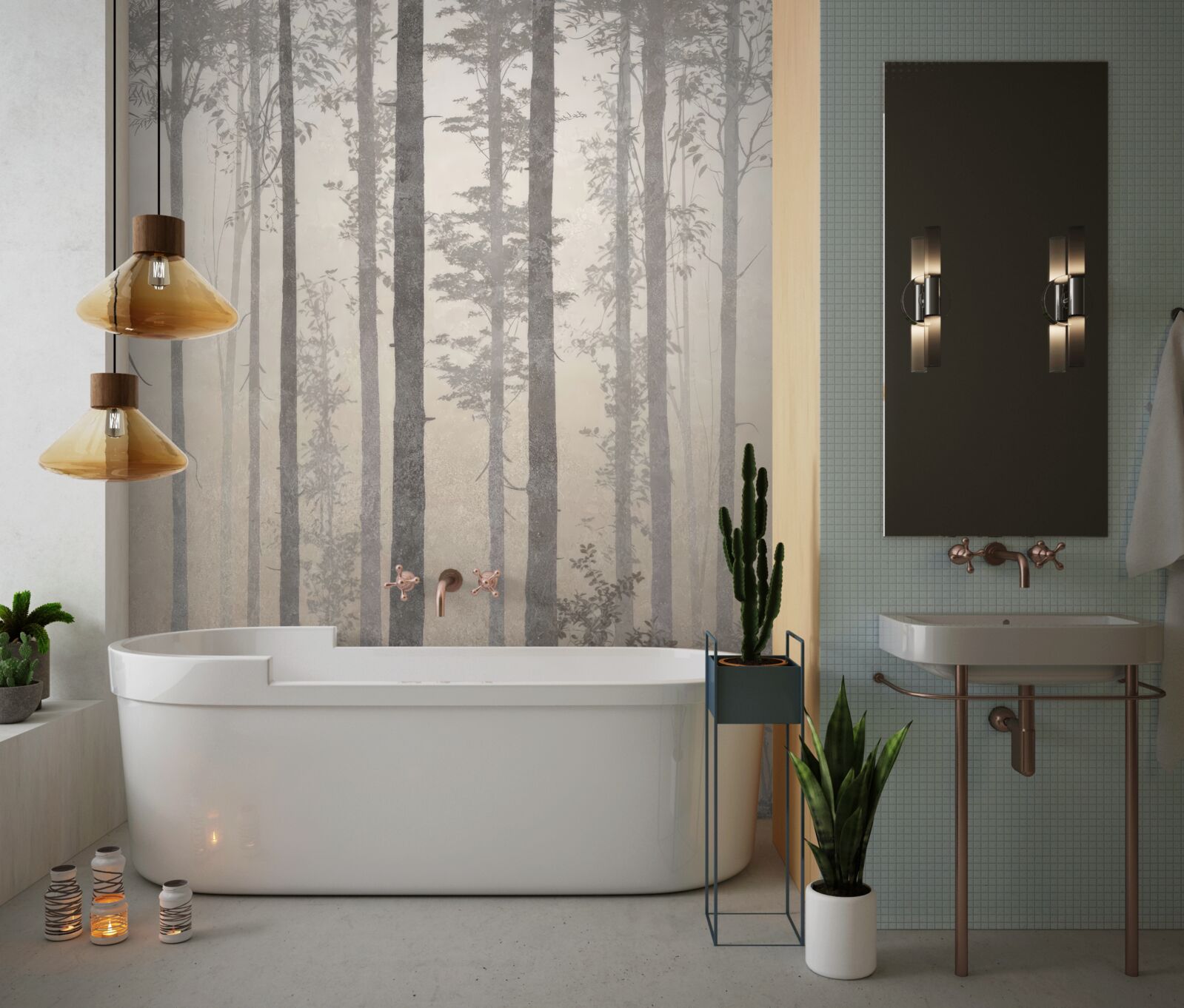 Fototapet mglisty las