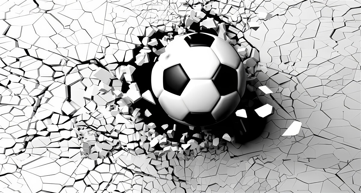 Fototapet fotbalul zboară prin barieră