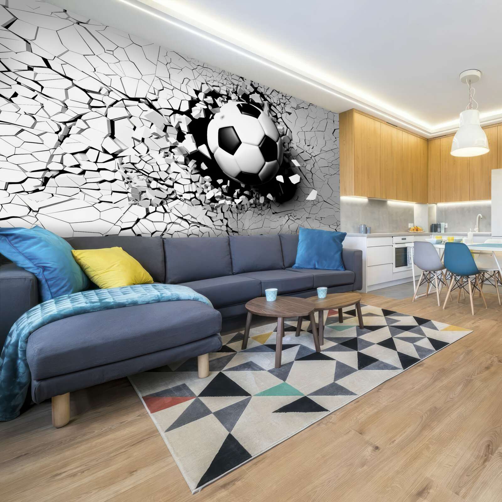 Fototapet fotbalul zboară prin barieră