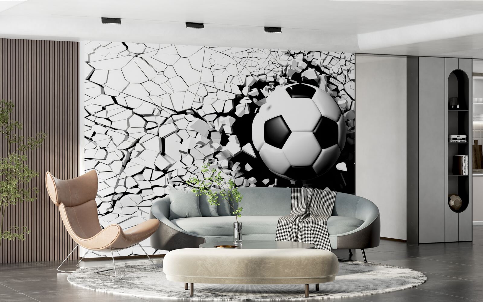 Fototapet fotbalul zboară prin barieră