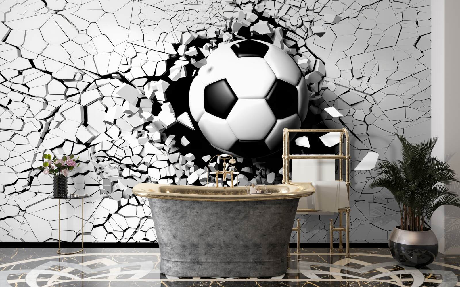 Fototapet fotbalul zboară prin barieră