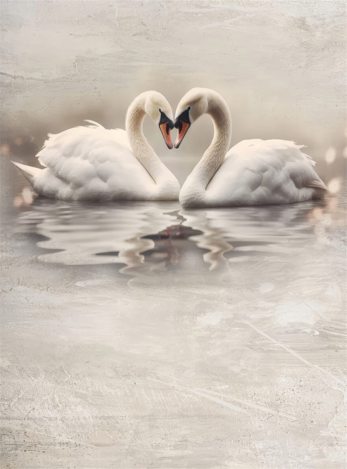 Fototapet o pereche de lebede albe ca zăpada