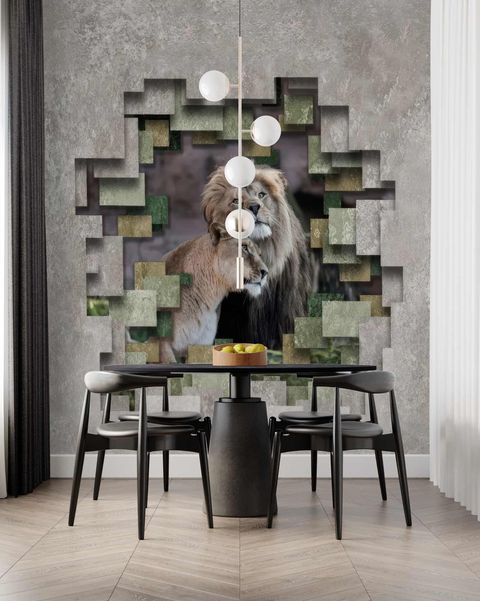 Fototapet leu și leoaică uniți