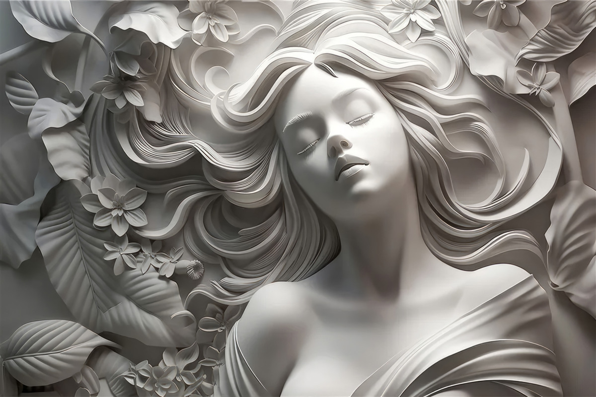 Fototapet o fată cu ochii închiși