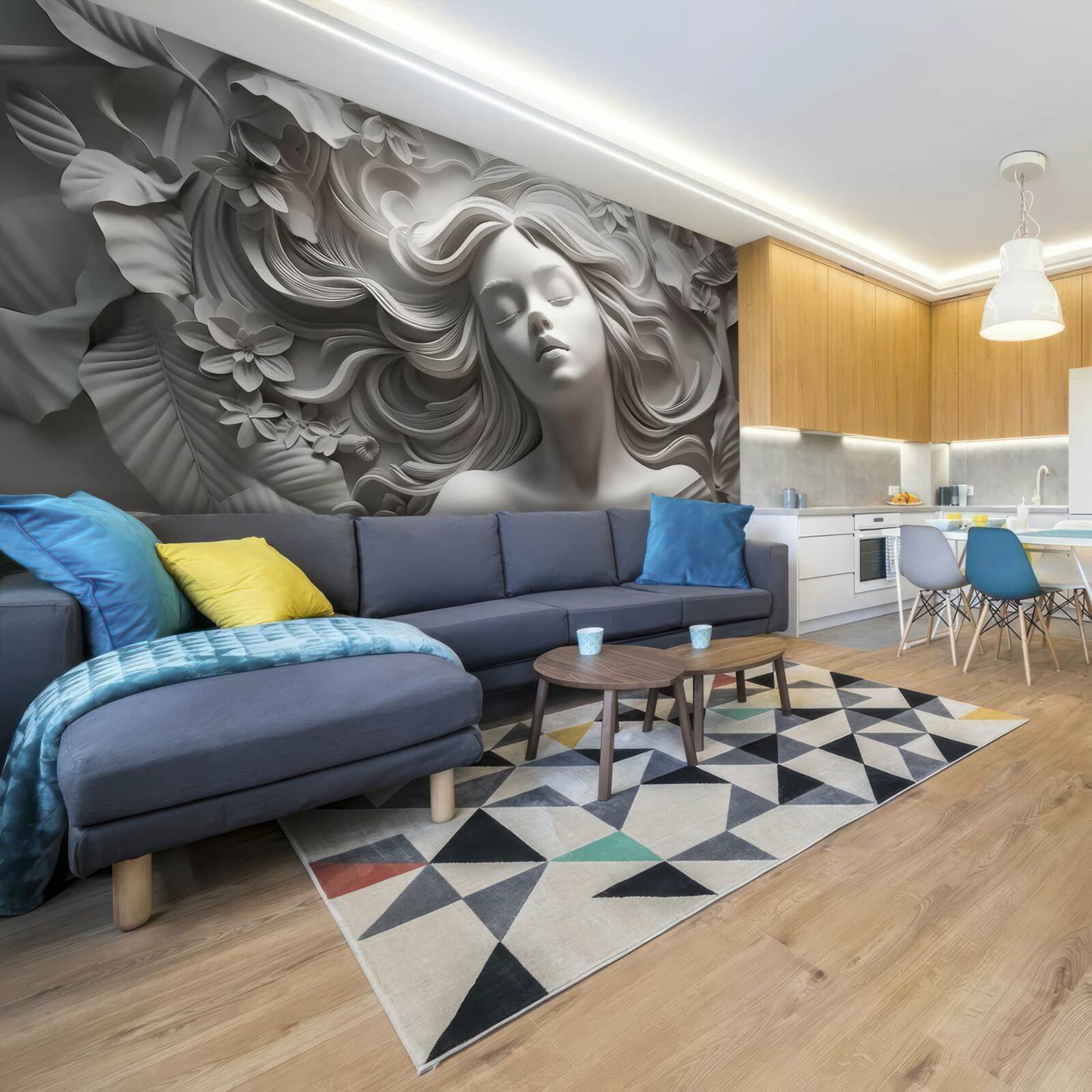 Fototapet o fată cu ochii închiși