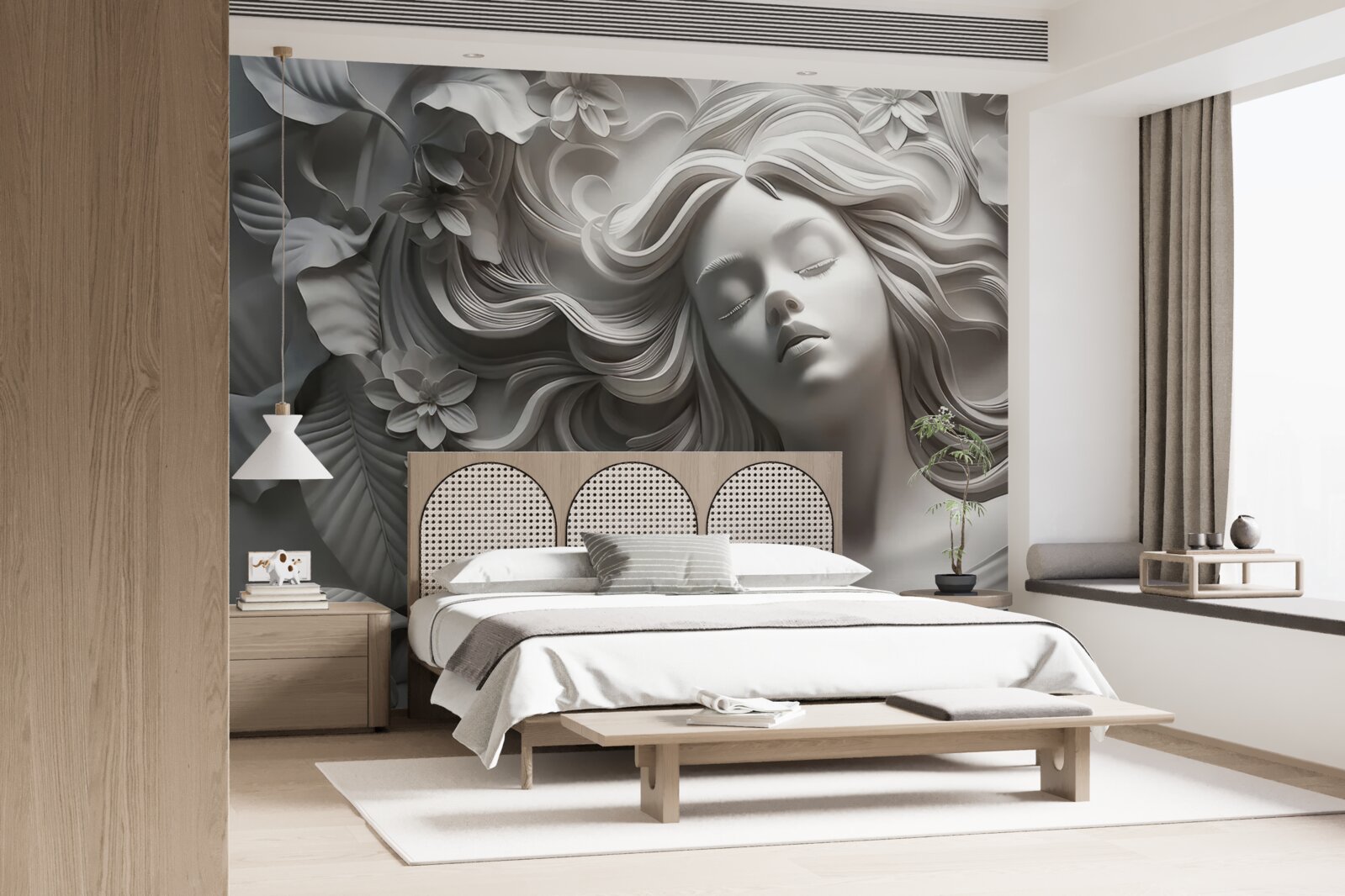 Fototapet o fată cu ochii închiși