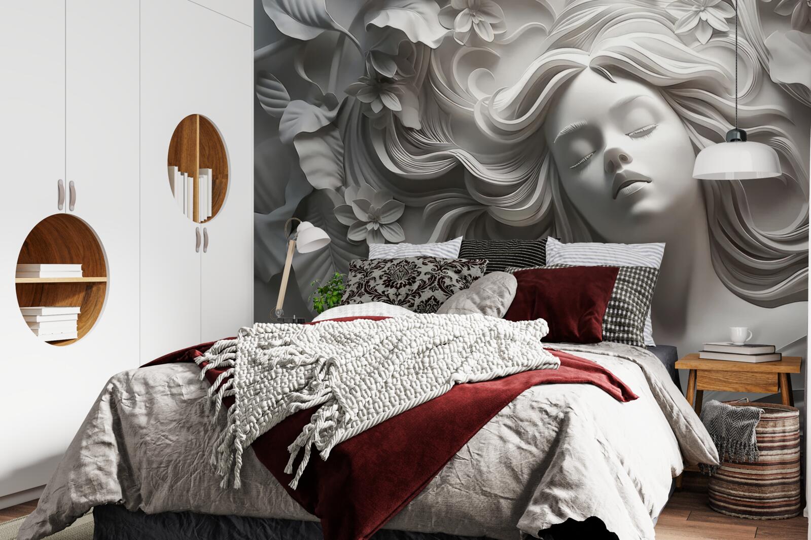 Fototapet o fată cu ochii închiși