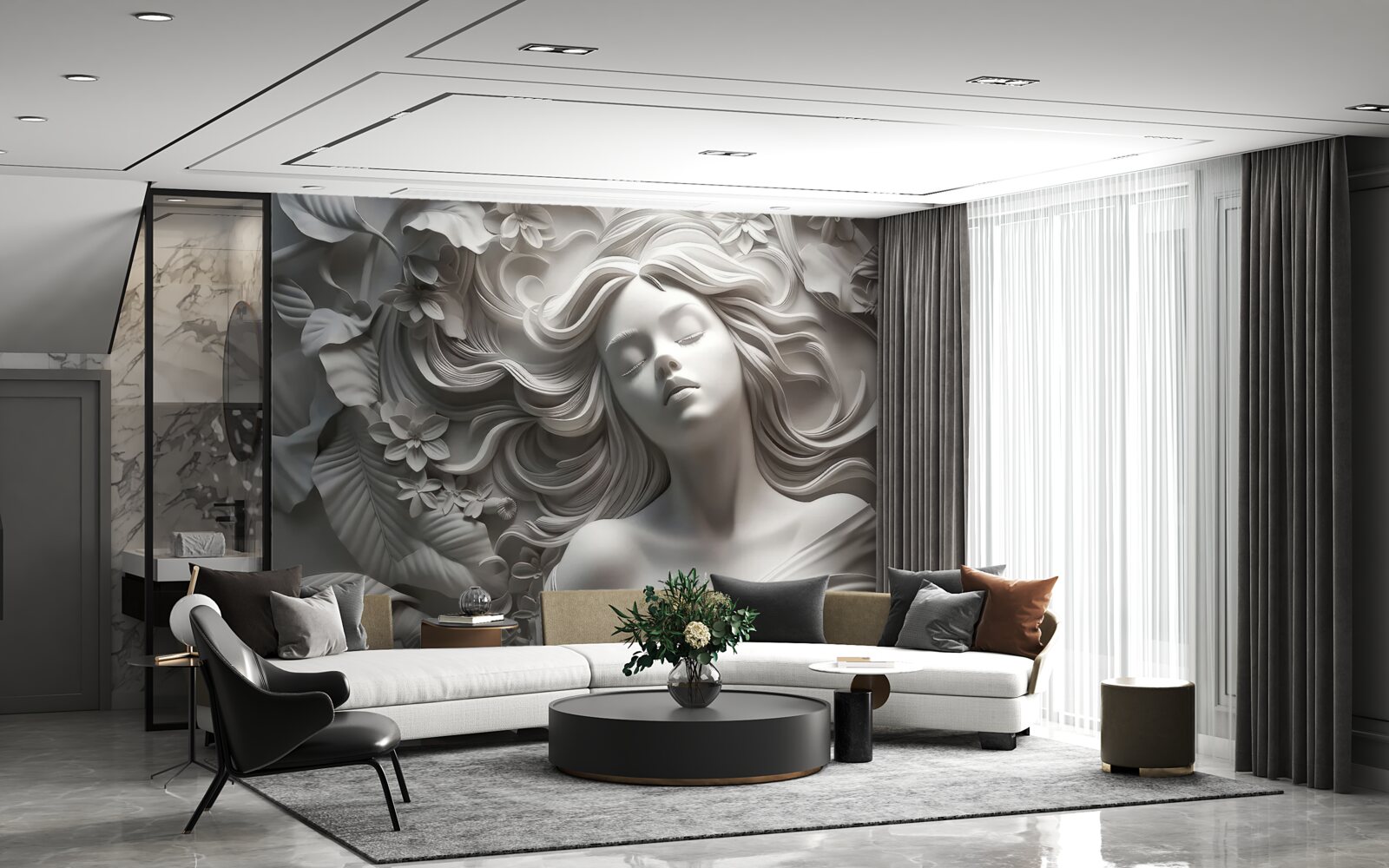 Fototapet o fată cu ochii închiși