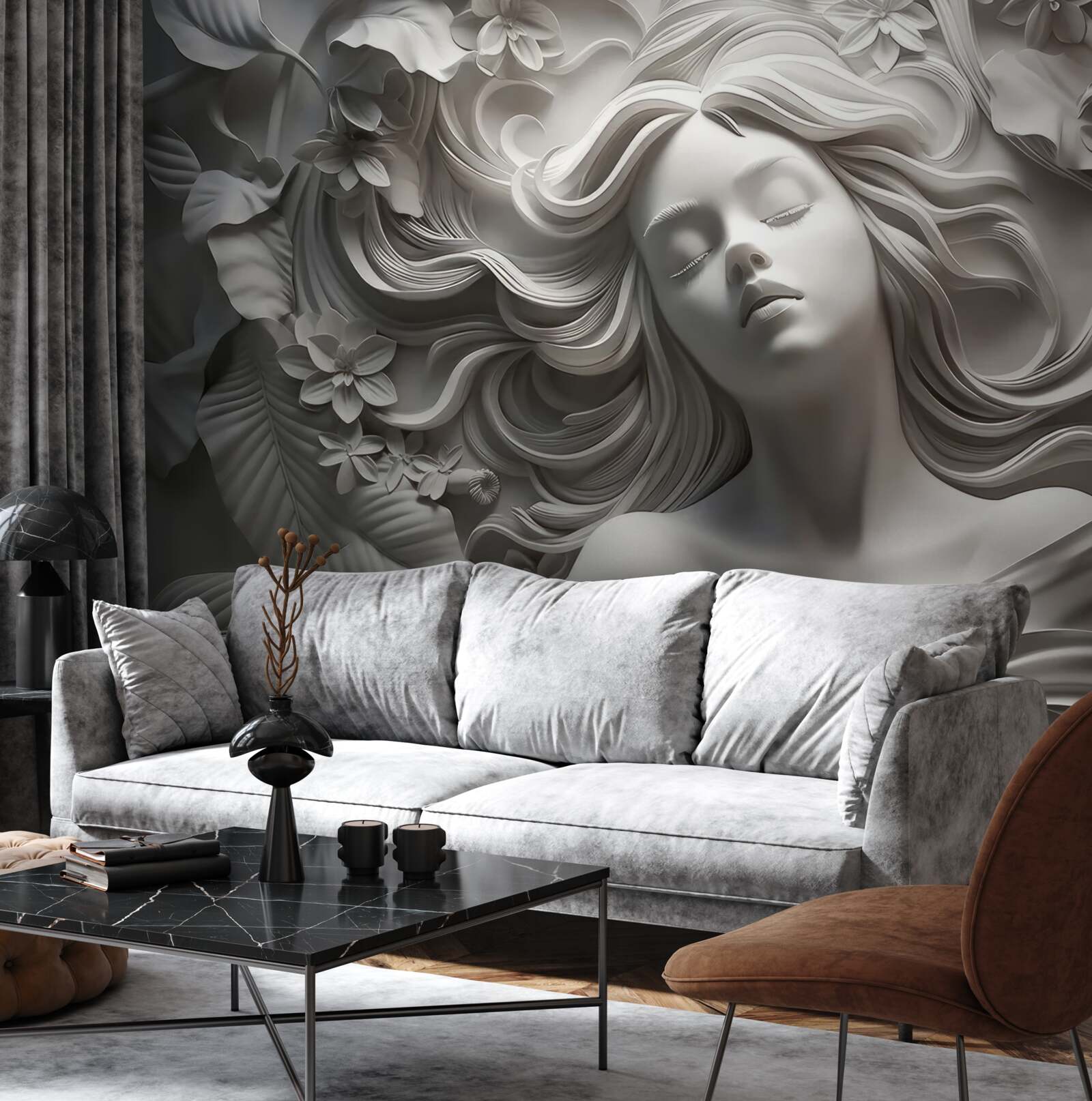 Fototapet o fată cu ochii închiși