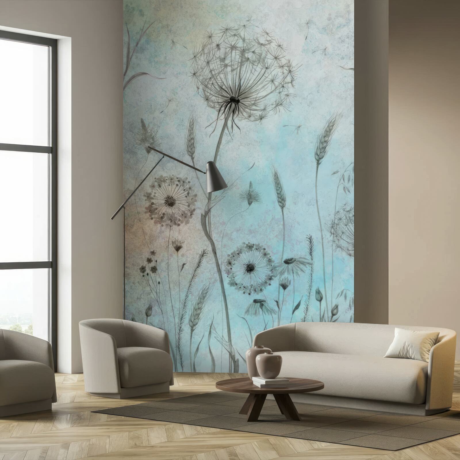 Fototapet grâu și păpădie