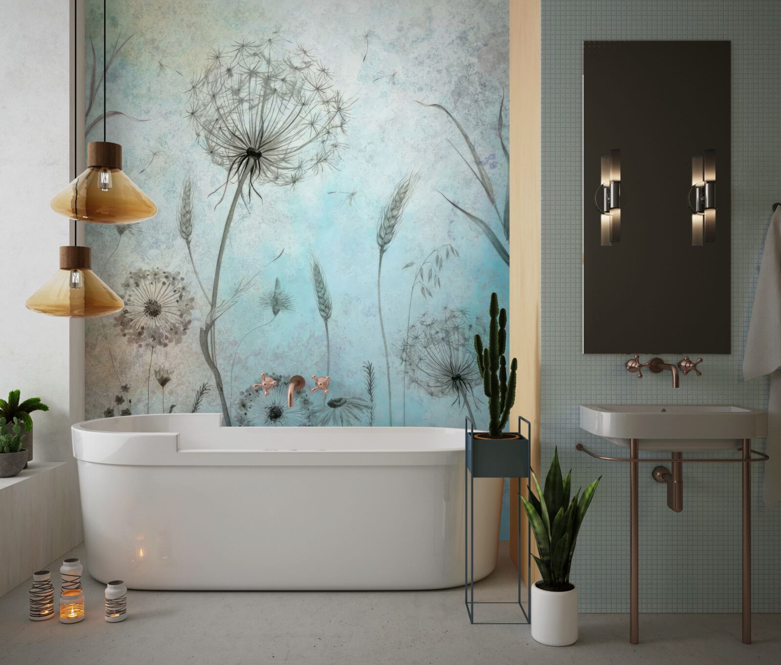 Fototapet grâu și păpădie