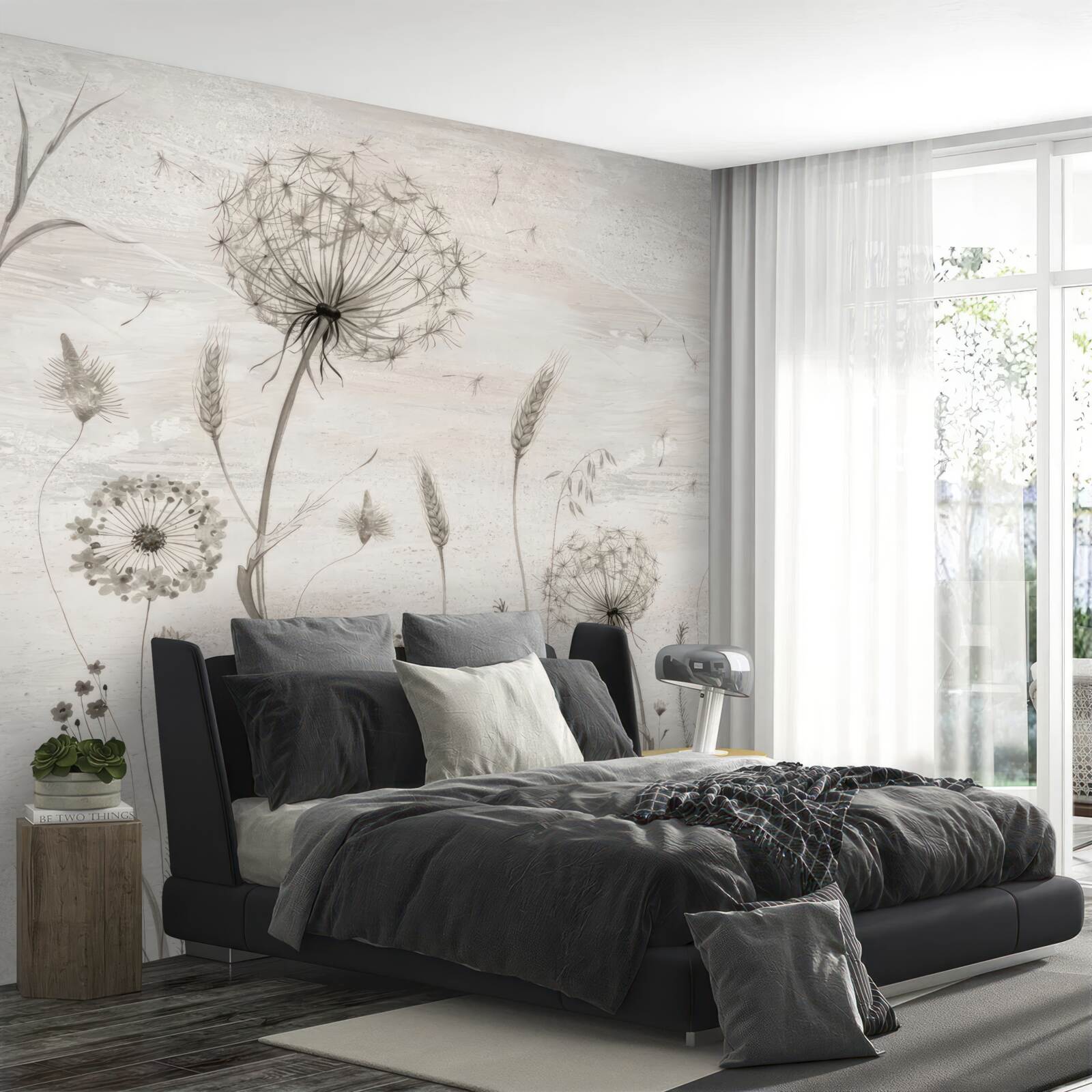 Fototapet păpădie și grâu urechi ilustrare