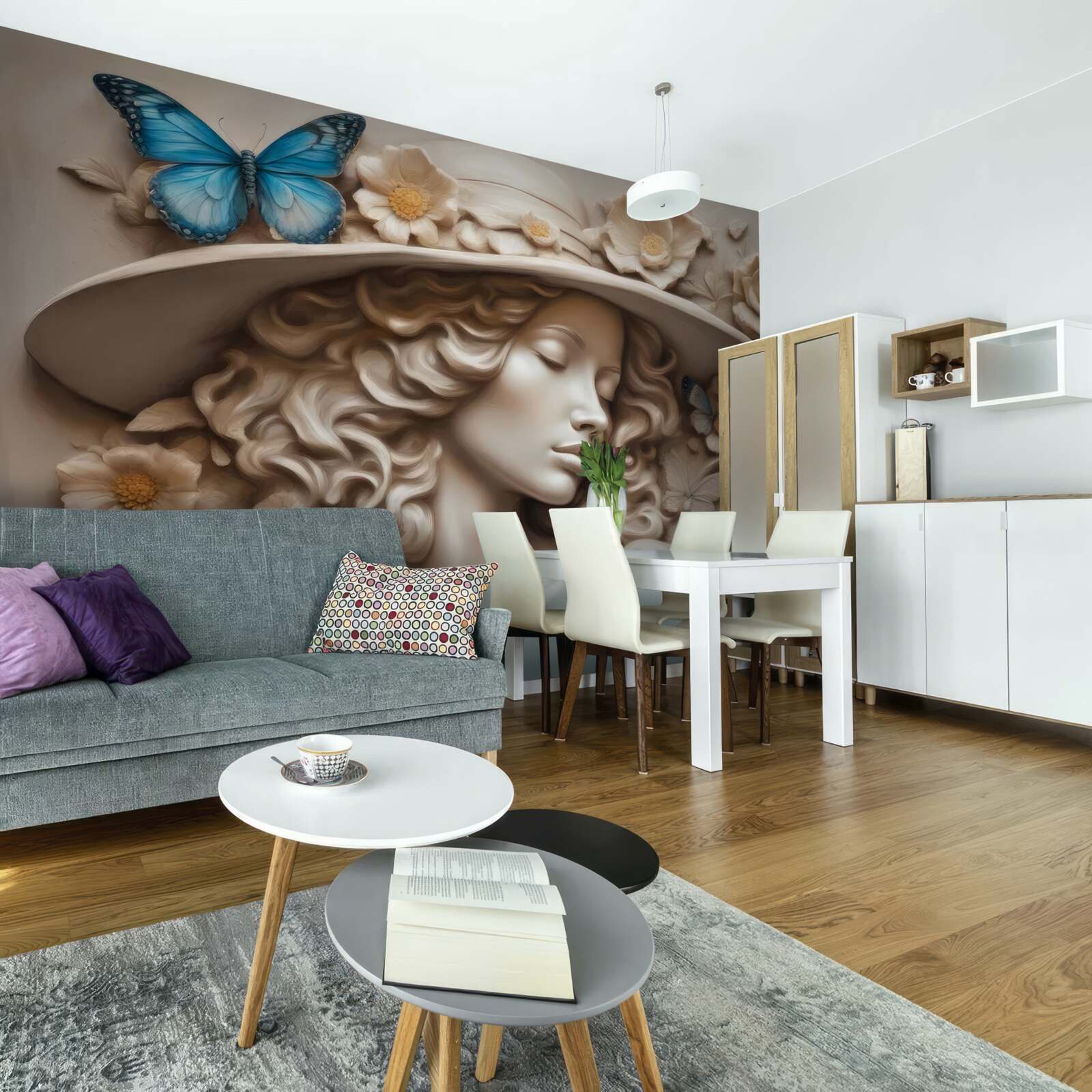 Fototapet fată cu pălărie și ochii închiși