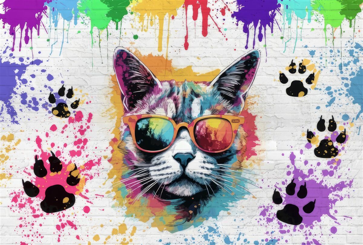 Fototapet pisică în ochelari