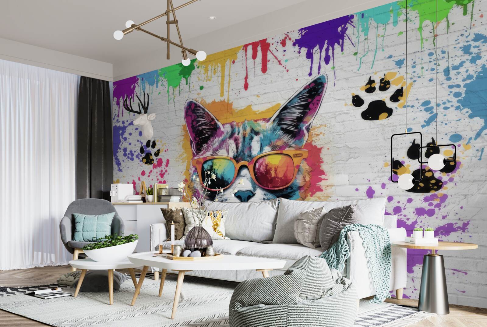 Fototapet pisică în ochelari