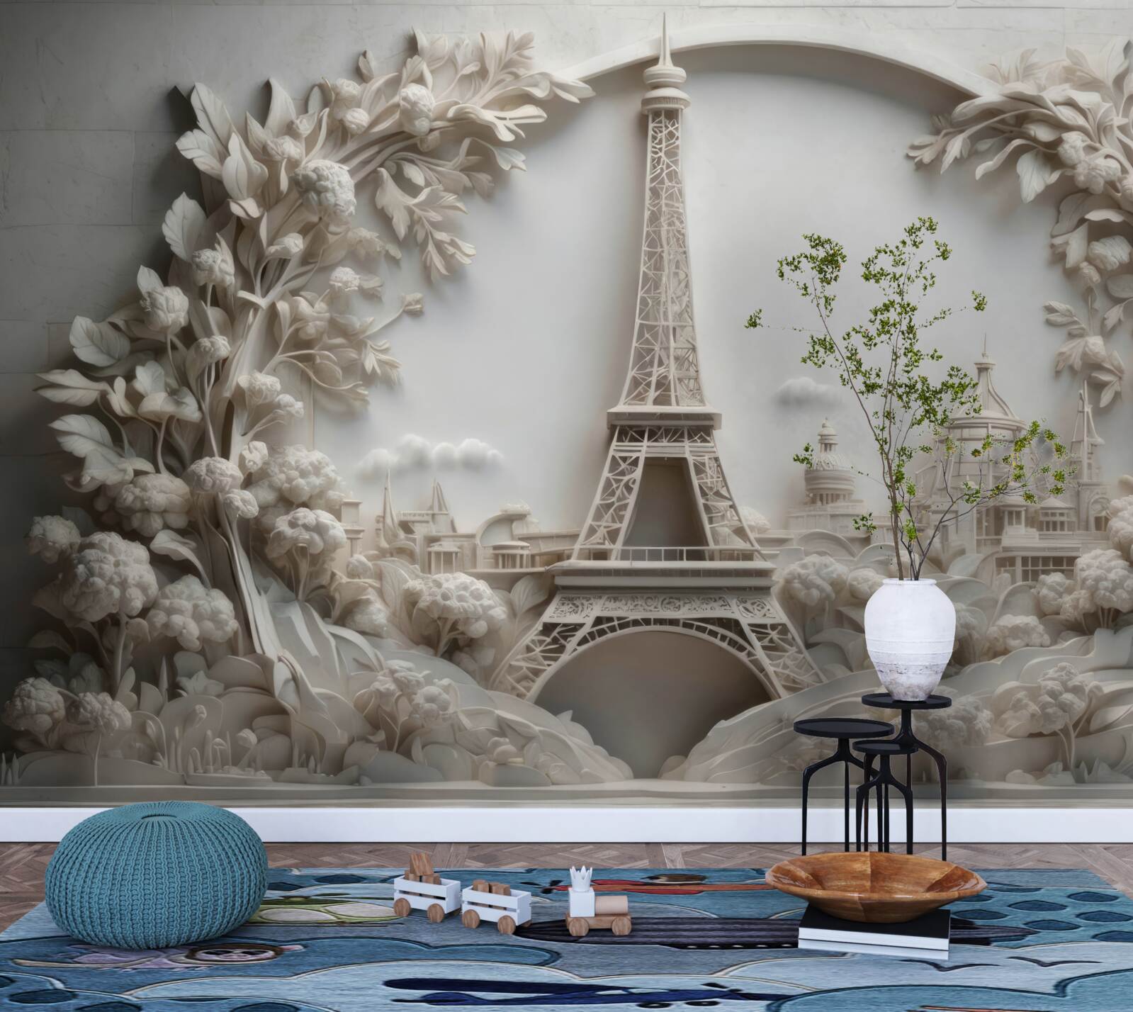 Fototapet turnul eiffel învelit în vegetație