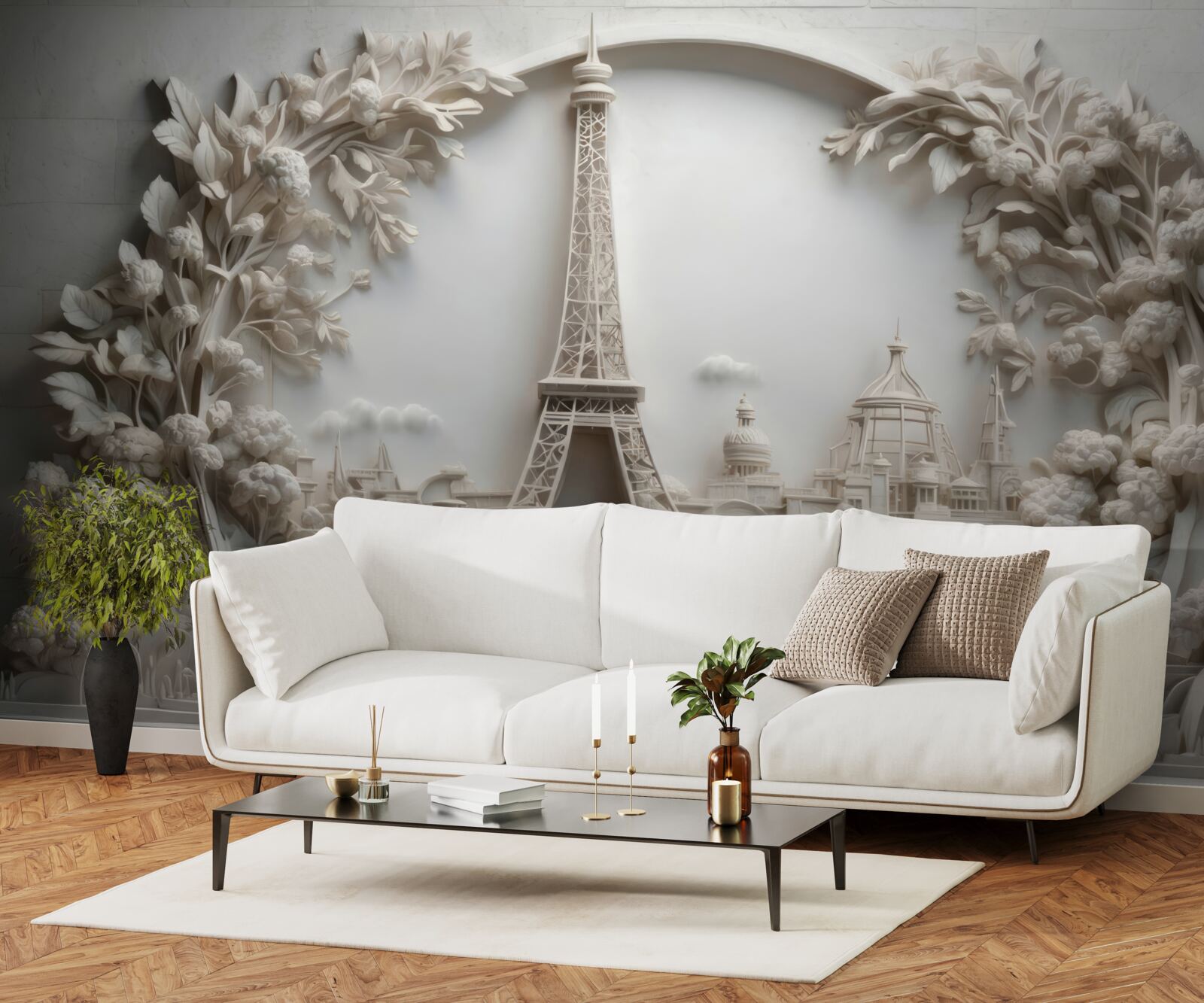 Fototapet turnul eiffel învelit în vegetație