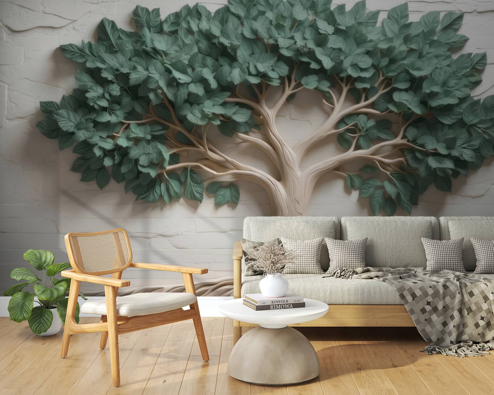 Fototapet copac cu frunziș verde dens