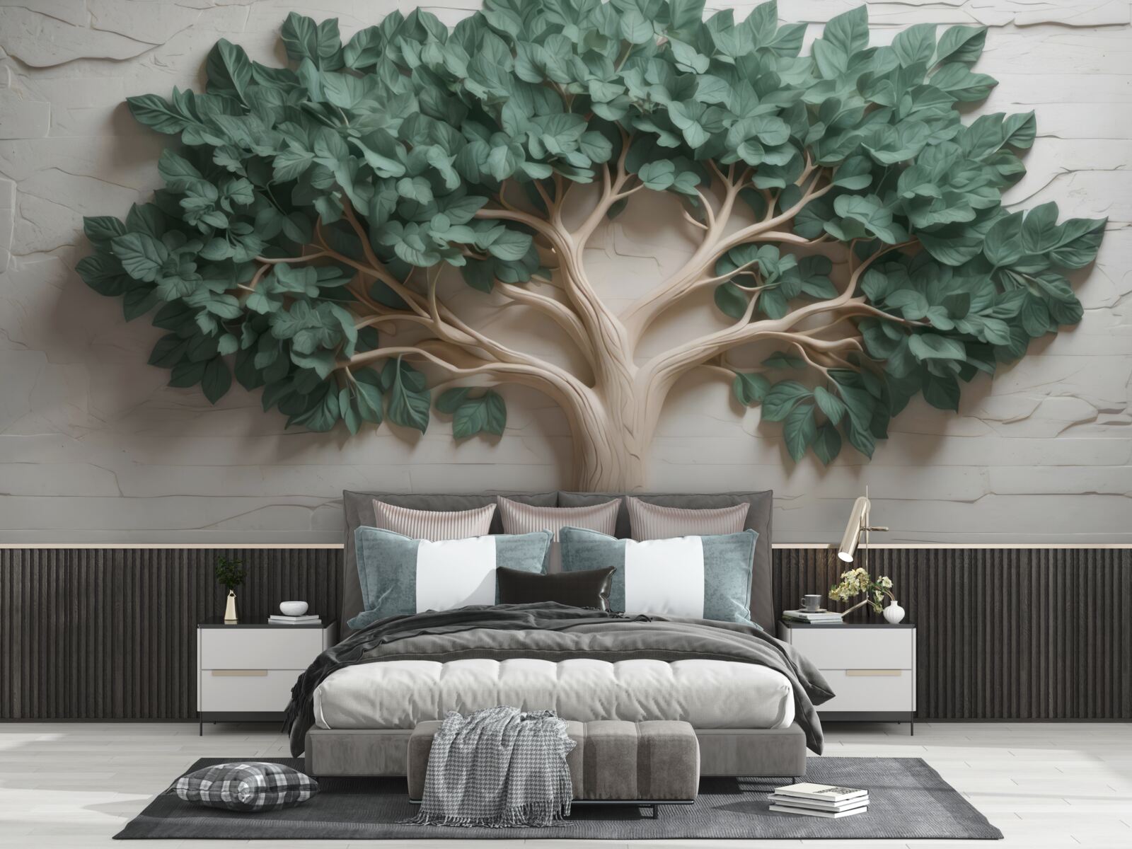 Fototapet copac cu frunziș verde dens